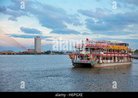 Dragon tour boat on Han River. Da Nang city, Vietnam. Stock Photo