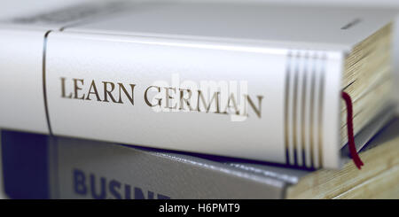 Learn German Concept on Book Title. 3D. Stock Photo