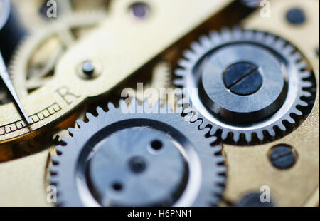 clockwork macro - watch mechanism Stock Photo