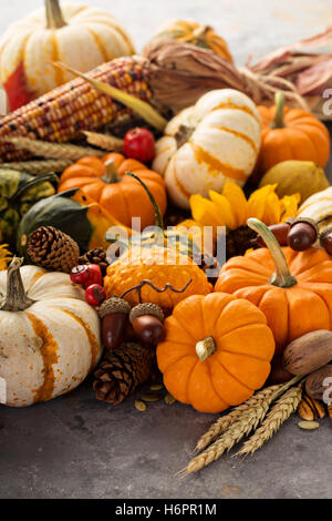 Fall background with pumpkins Stock Photo