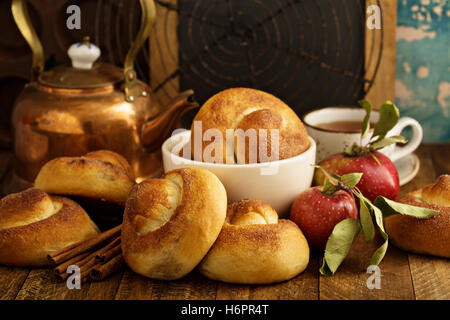 Apple rolls with cinnamon Stock Photo