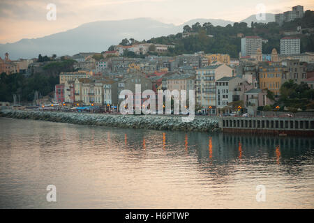 The terra vecchia (old quarter) at sunset, in Bastia, Corsica, France Stock Photo