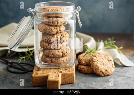 Healthy cookies in a glass jar Stock Photo