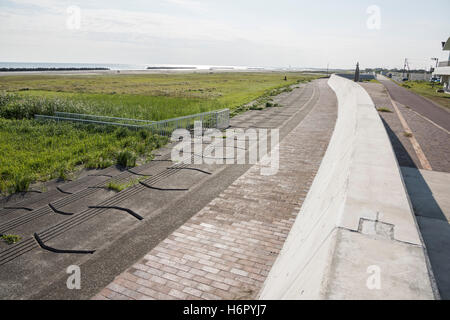 Coastal levee, Asahi City, Chiba Prefecture, Japan Stock Photo