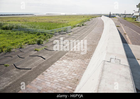 Coastal levee, Asahi City, Chiba Prefecture, Japan Stock Photo