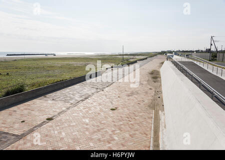 Coastal levee, Asahi City, Chiba Prefecture, Japan Stock Photo