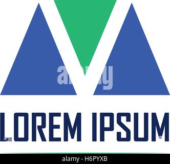 Triangle Logo Design with M Letter. Stock Vector