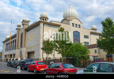 Impressive Sikh Temple in London - Gurdwara Sri Guru Singh Sabha Southall Stock Photo