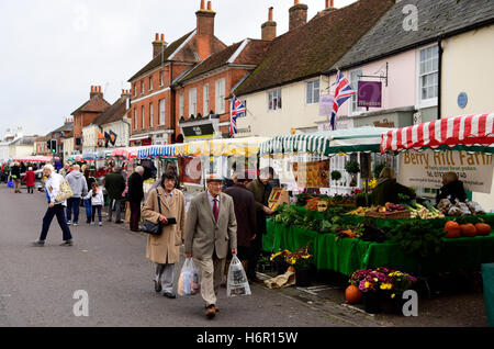 General view of the Farmers' Market, High Street, Odiham, Hampshire, UK. Stock Photo