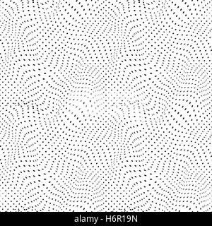 Black curved dots on white, abstract seamless pattern Stock Vector