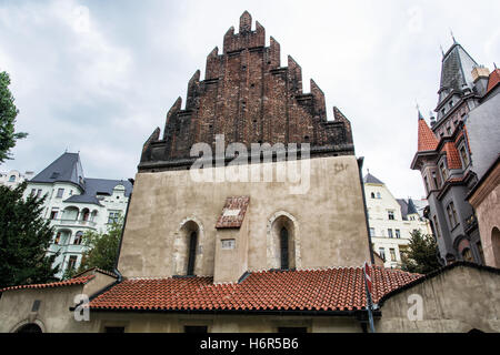 Old new synagogue near High synagogue in Prague, Czech republic. Architectural theme. Religious architecture. Stock Photo