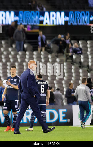 MELBOURNE, AUSTRALIA – OCTOBER 31: Melbourne Victory's Head Coach, Kevin Muscat after his teams win during Hyundai A-League, Round 4. Melbourne Victory vs Wellington Pheonix.  Photo: Dave Hewison Stock Photo