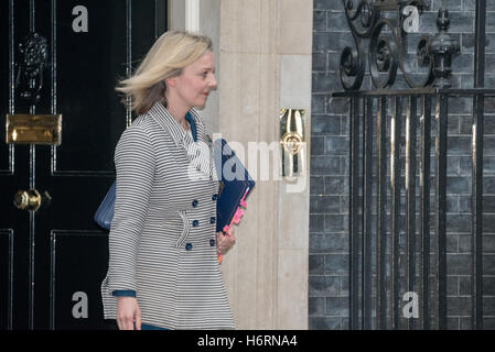 London 1st November 2016, Liz Truss, Justice  Secretary, leaves 10 Downing Street after a cabinet meeting Credit:  Ian Davidson/Alamy Live News Stock Photo