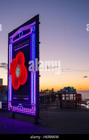 Blackpool, Lancashire, UK. 1st November, 2016. The Lightpool Festival, Blackpool  From Friday 28 October to Wednesday 2nd November, the resort will reverberate with six nights of stunning live performance and spectacular light and sound installations, including works by Yoko Ono.  It’s an explosive mix of fire, pyrotechnics, music and live entertainment – and it is going to literally light up Blackpool over the half-term holiday.  Credit:  Cernan Elias/Alamy Live News Stock Photo