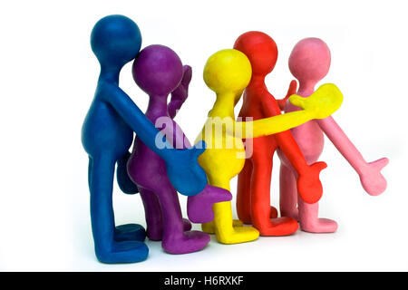 up on plasticine group backdrop background white of from indicate show presentation art isolated colour model design project Stock Photo