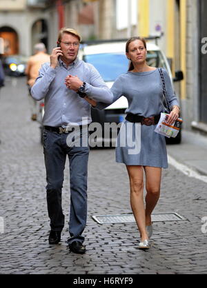 Mika Hakkinen and his partner Marketa Kromotova take a romantic stroll through Via Montenapoleone  Featuring: Mika Hakkinen, Marketa Kromotova Where: Milan, Italy When: 30 Sep 2016 Credit: IPA/WENN.com  **Only available for publication in UK, USA, Germany Stock Photo