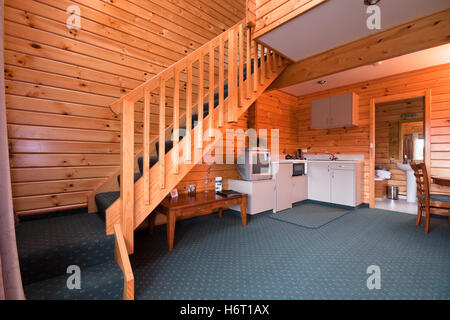 room interior hotel cabin wooden home flat apartment lodge stairs house building beautiful beauteously nice detail inside Stock Photo