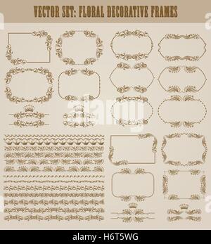 Vector set of gold decorative borders, frame Stock Vector