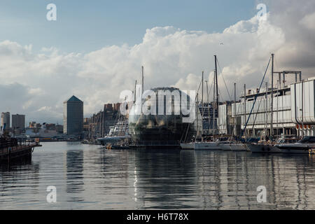 Renzo Piano's La Biosfera, also known as La Bolla in Genoa, Liguria, northern Italy Stock Photo