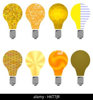 Set of Different Creative Glass Bulbes Stock Vector