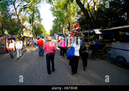 Vendors and visitors to Chapultepec Park, Mexico City, Mexico Stock Photo
