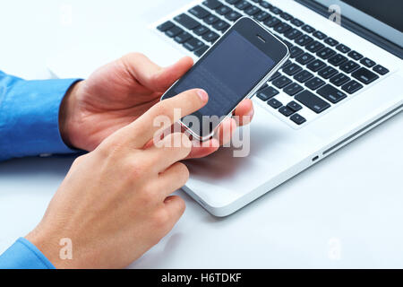 telephone phone hand keyboard call finger tool macro close-up macro admission close up view closeup modern modernity technical Stock Photo