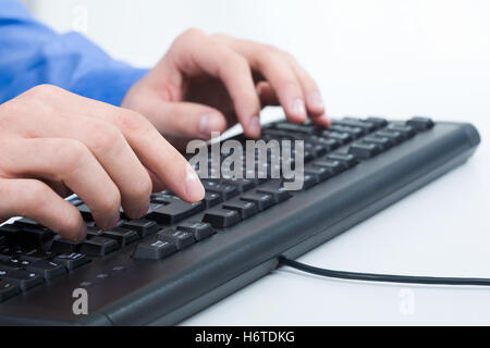 laptop notebook computers computer hand hands keyboard PC board tool object job macro close-up macro admission close up view Stock Photo