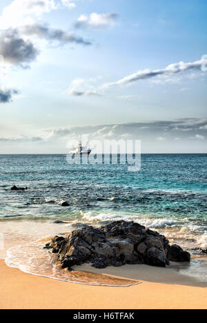 RMS St Helena off Georgetown Ascension Island from Dead man's beach Stock Photo
