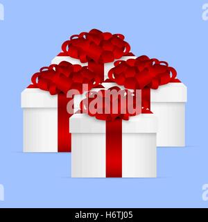 Gift Collection in a box with  red bow Stock Vector