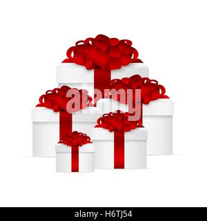 Gift Collection in a box with  red bow Stock Vector
