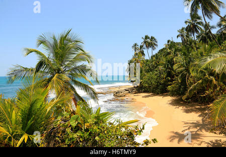 Beautiful beach in Manzanillo, Costa Rica (Caribbean Sea) Stock Photo