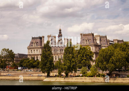 View of historical building and Seine river in Paris. Stock Photo