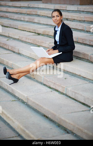 woman humans human beings people folk persons human human being laptop notebook computers computer career PC beautiful Stock Photo