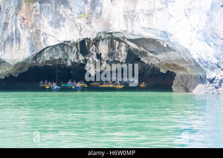 Canoeing in Koh Hong, Phang Nga Bay, Thailand Stock Photo