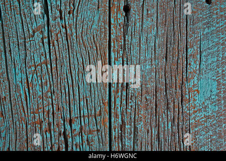 close up of turquoise painted barn wood Stock Photo