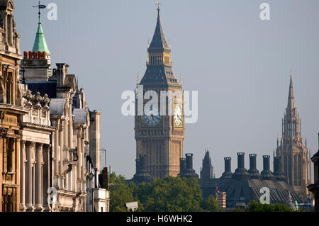 View from Trafalgar Square to Big Ben, London, England, United Kingdom, Europe Stock Photo