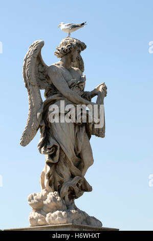 Angel statue on the Ponte Sant'Angelo bridge, Rome, Italy, Europe Stock Photo