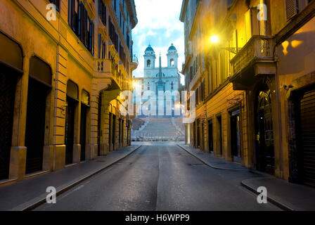 Famous Spanish Stairs and roman street in the morning, Italy