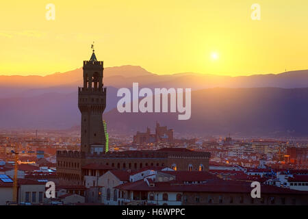 View on Tower of Palazzo Vecchio in Florence, Italy Stock Photo