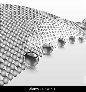 Abstract spheres with surface. Concept business design. Stipple dotted effect. Vector ilustration. Stock Vector