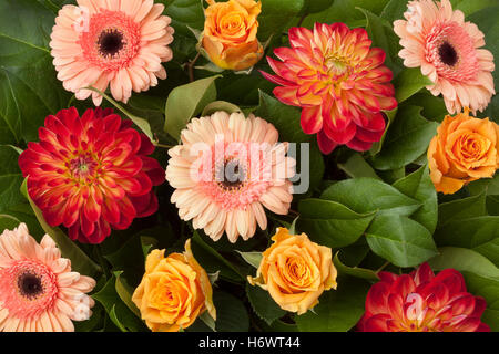 Bouquet with autumn flowers close up full frame Stock Photo