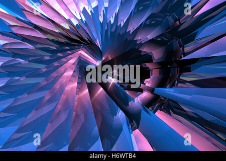 reflection ray metal digital technology abstract turbine high crazy pattern geometric automation render robot automatic machine Stock Photo