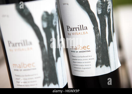 Bottles of Argentinian Malbec red wine Stock Photo