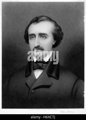 Edgar Allan Poe (1809-1849), 1896 mezzotint portrait by William Sartain (1843-1924). Stock Photo