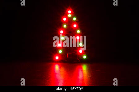 the LED fir-tree shines in the dark Stock Photo