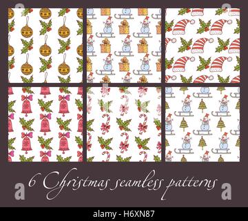 Christmas seamless patterns Stock Vector