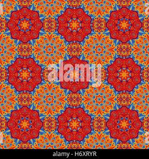 Seamless Abstract Kaleidoscope Pattern (Vector). Hand Drawn Texture Stock Vector