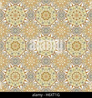 Seamless vector colorful pattern. East ornament with colorful details on the turquoise background. Tracery of mandalas for textile. Stock Vector