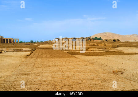 The West bank of Nile river in Luxor is the large archaeological area of Theban Necropolis with many ancient temples and tombs, Stock Photo