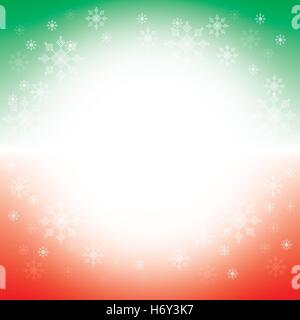 Christmas and winter background - White snowflakes on green and red border background, vector Stock Vector